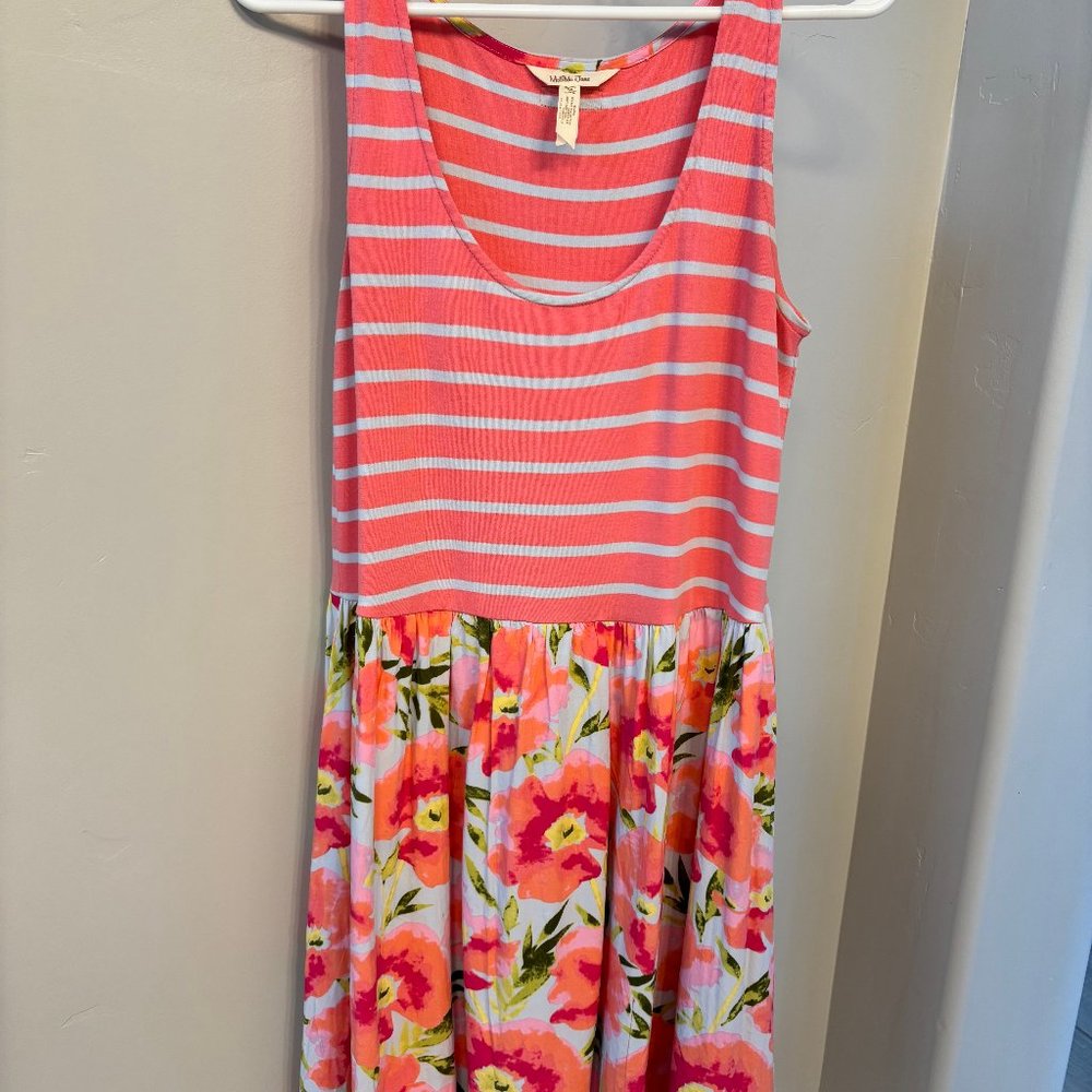 Matilda Jane Casual Dress Pink Striped Floral Print Size M